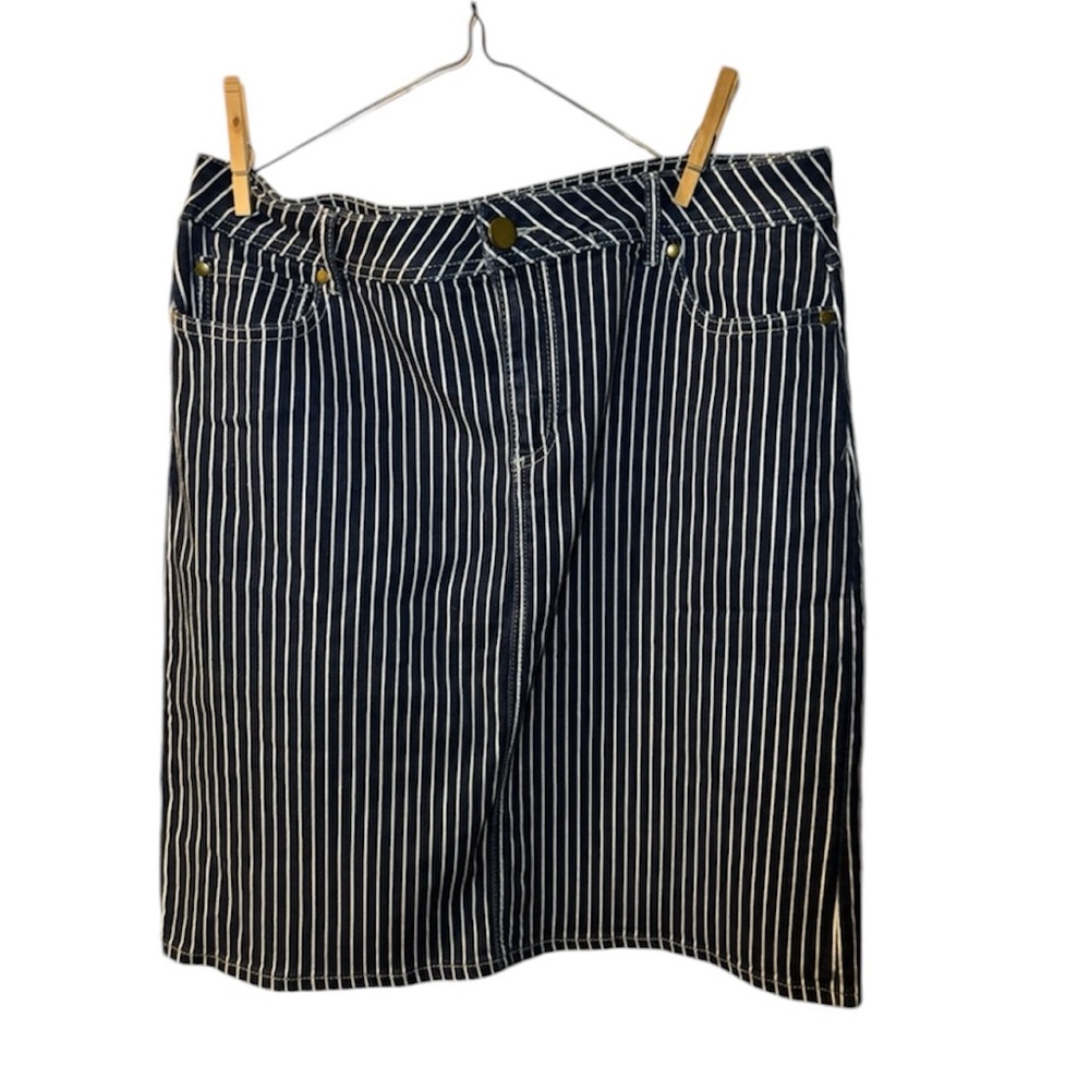 Est. 1946 Denim Striped Blue and White Skirt Women's Size 12 Cotton Blend